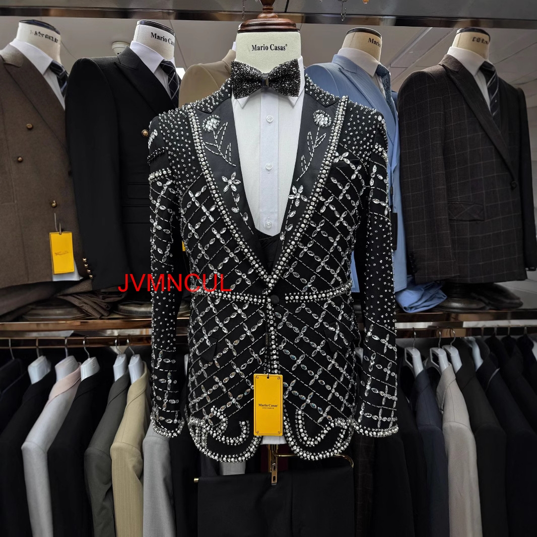 Men'S Formal Wear For Reception - Men's Luxury Embroidered Suit Slim Fit