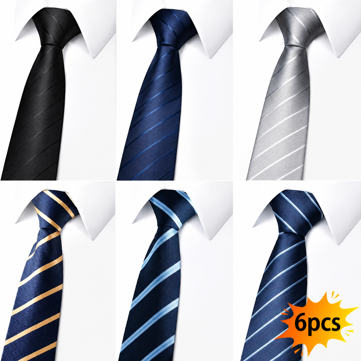 Men'S Formal Wear Ties - 6Pcs Men's Zip Tie Ties 8cm