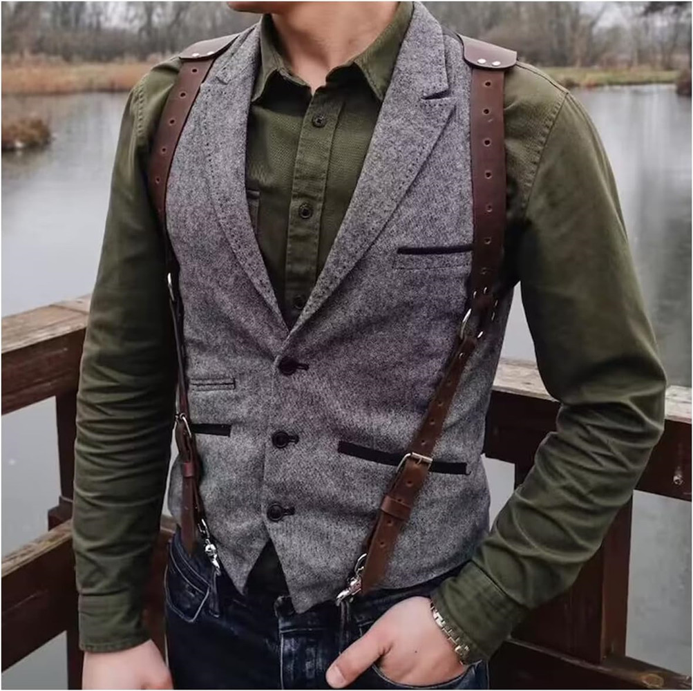Lapel Neck  Herringbone Men's  - Formal Vest Waistcoat incelemesi ve fiyatı