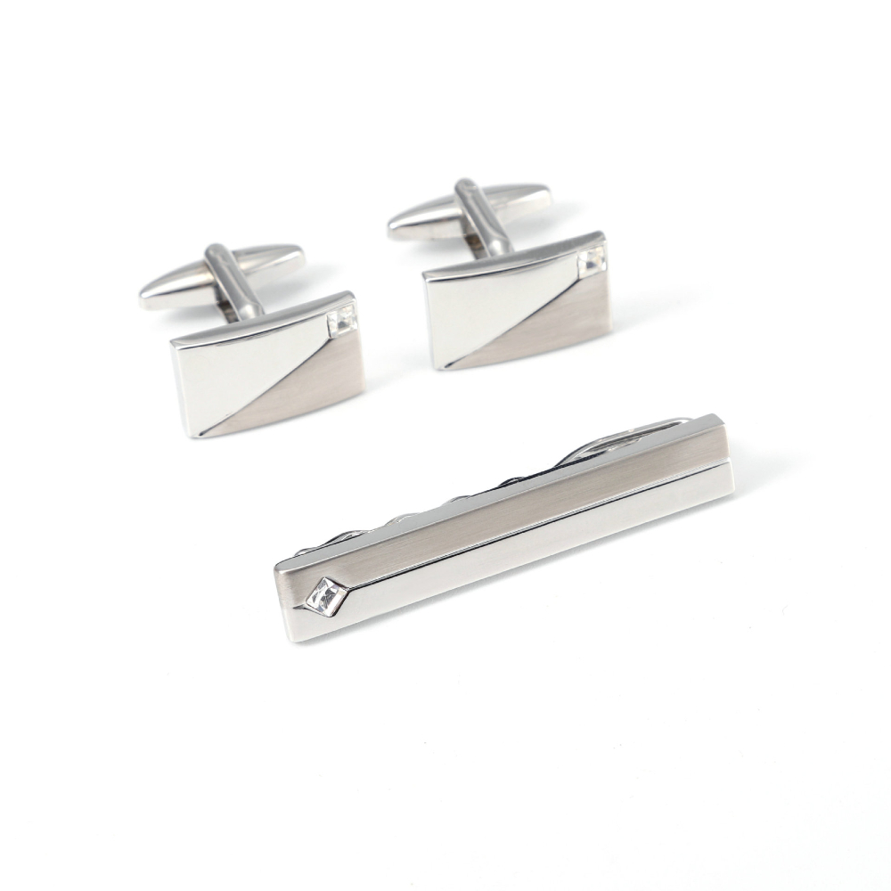 Simple Geometric Diamond Studd - Cufflinks Silver Set incelemesi ve fiyatı