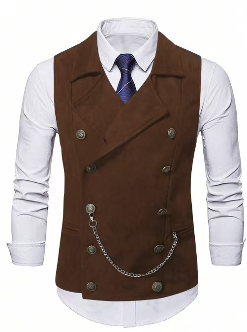 Men's Double Breasted Vest wit - Formal Vest Waistcoat incelemesi ve fiyatı