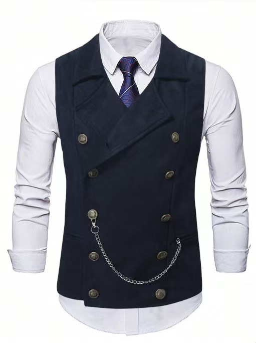 Men's Double Breasted Vest wit - Formal Vest Waistcoat incelemesi ve fiyatı