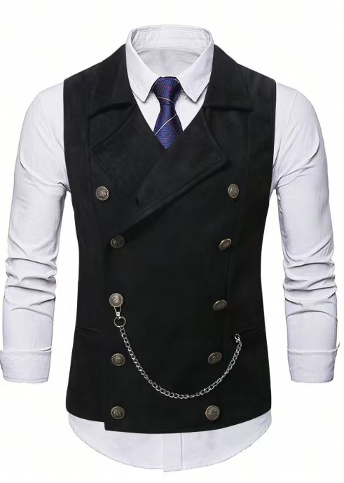 Men's Double Breasted Vest wit - Formal Vest Waistcoat incelemesi ve fiyatı