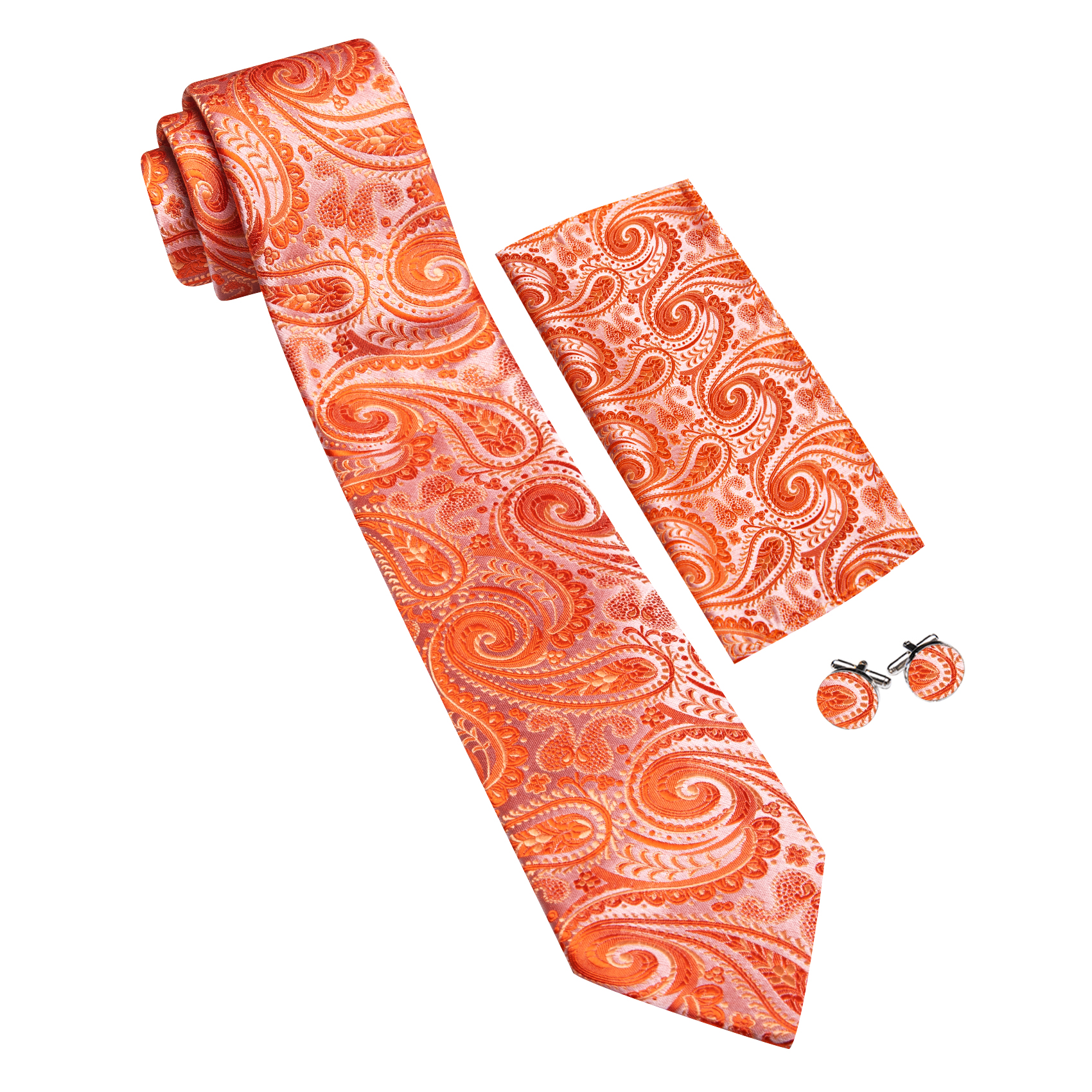 Jacquard Paisley Men Tie Hanke - Cufflinks Silver Set incelemesi ve fiyatı