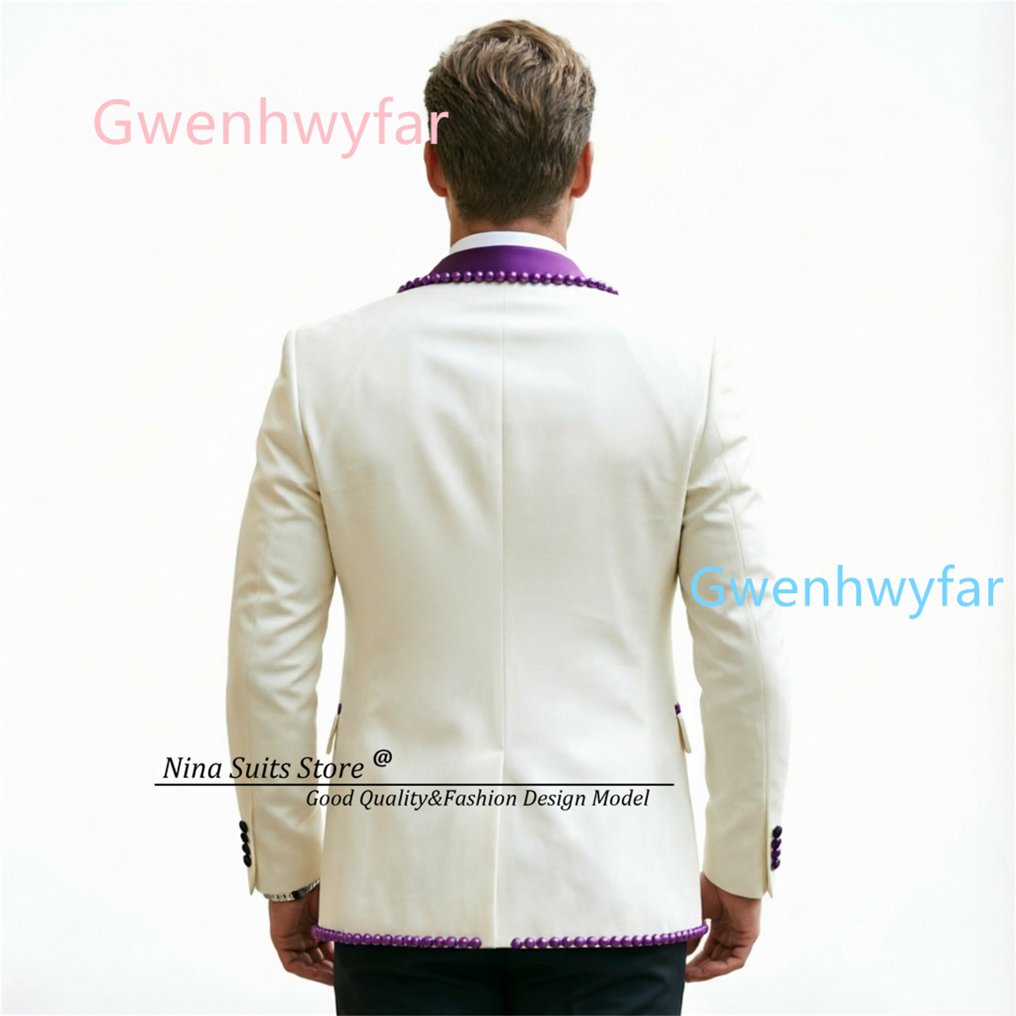 Gwenhwyfar Luxury Ivory Black  - Formal Vest Waistcoat incelemesi ve fiyatı