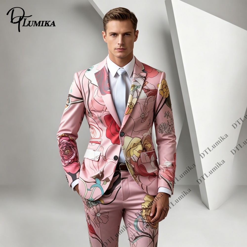DTLumika Pink Base Floral Prin - Men Formal Wear Photoshoot incelemesi ve fiyatı