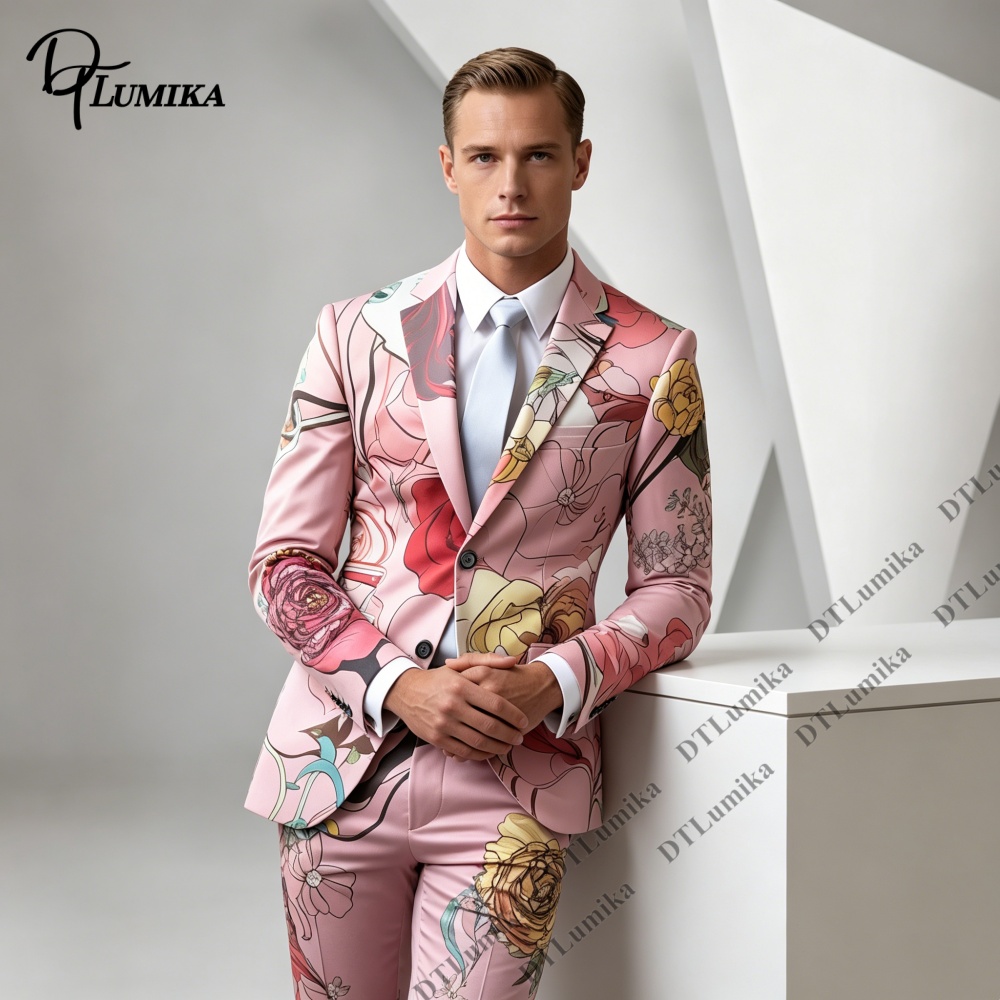 DTLumika Pink Base Floral Prin - Men Formal Wear Photoshoot incelemesi ve fiyatı