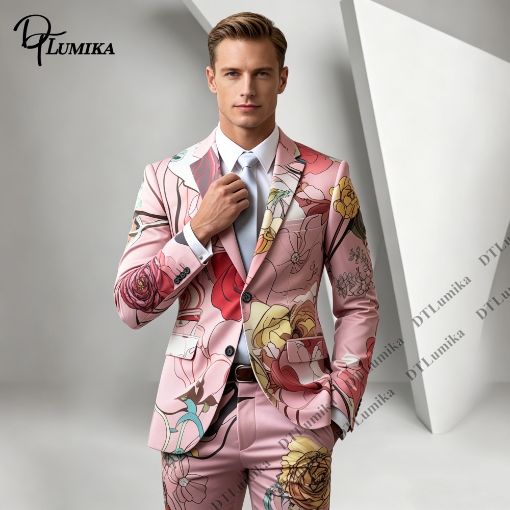 DTLumika Pink Base Floral Prin - Men Formal Wear Photoshoot incelemesi ve fiyatı