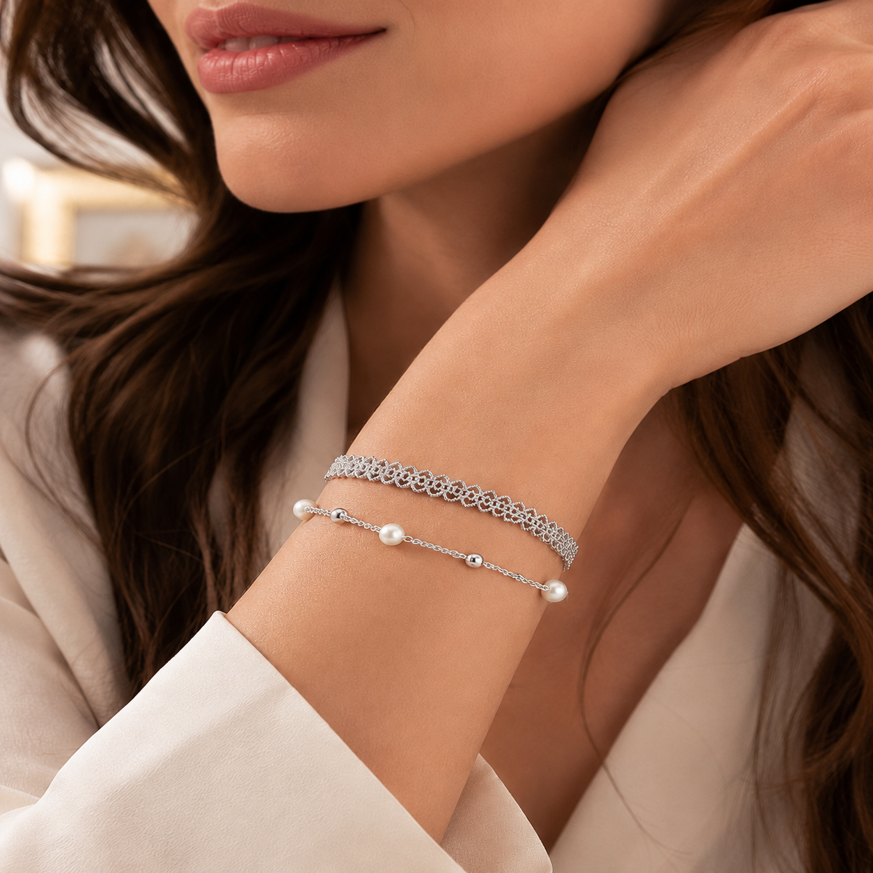 925 Silver Plated Bracelet Set - Cufflinks Silver Set incelemesi ve fiyatı