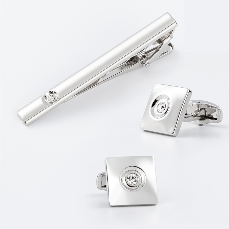Light Luxury Gold Silver Squar - Cufflinks Silver Set incelemesi ve fiyatı