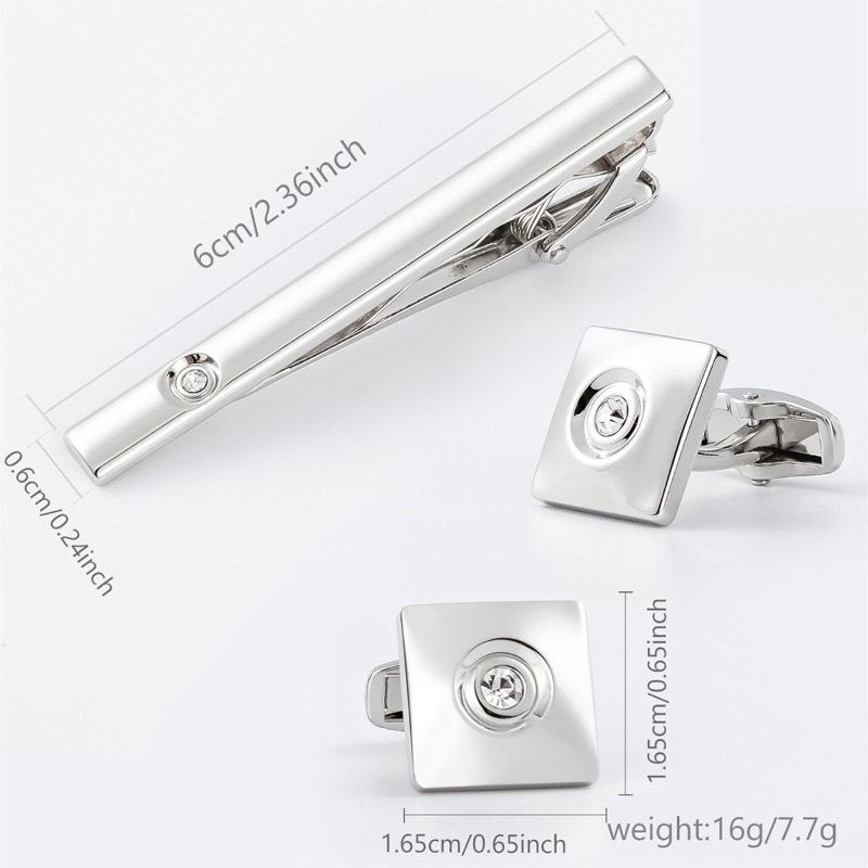 Light Luxury Gold Silver Squar - Cufflinks Silver Set incelemesi ve fiyatı