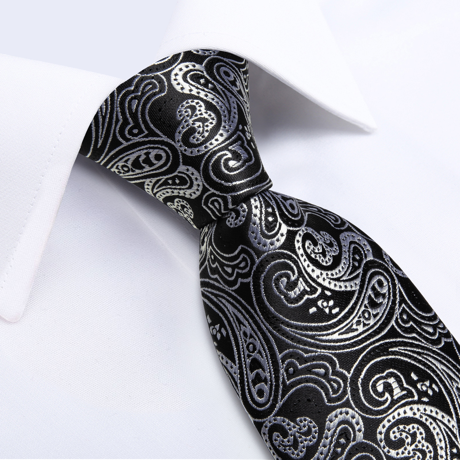 Black And Silver Paisley Flora - Cufflinks Silver Set incelemesi ve fiyatı