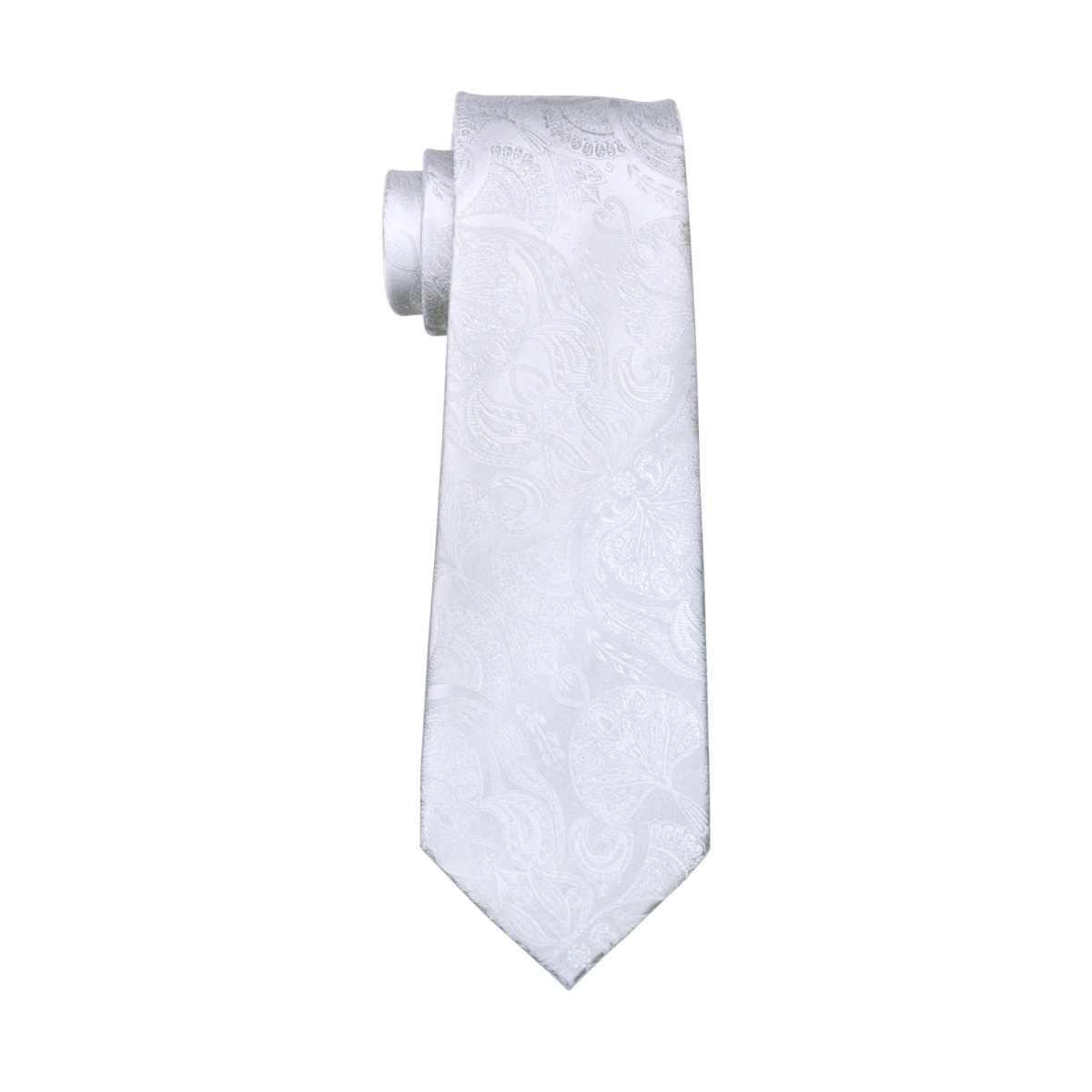 FA-393 Men's Tie White Paisley - Cufflinks Silver Set incelemesi ve fiyatı