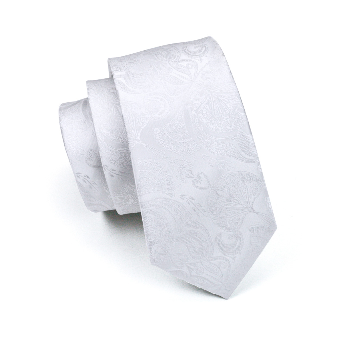 FA-393 Men's Tie White Paisley - Cufflinks Silver Set incelemesi ve fiyatı