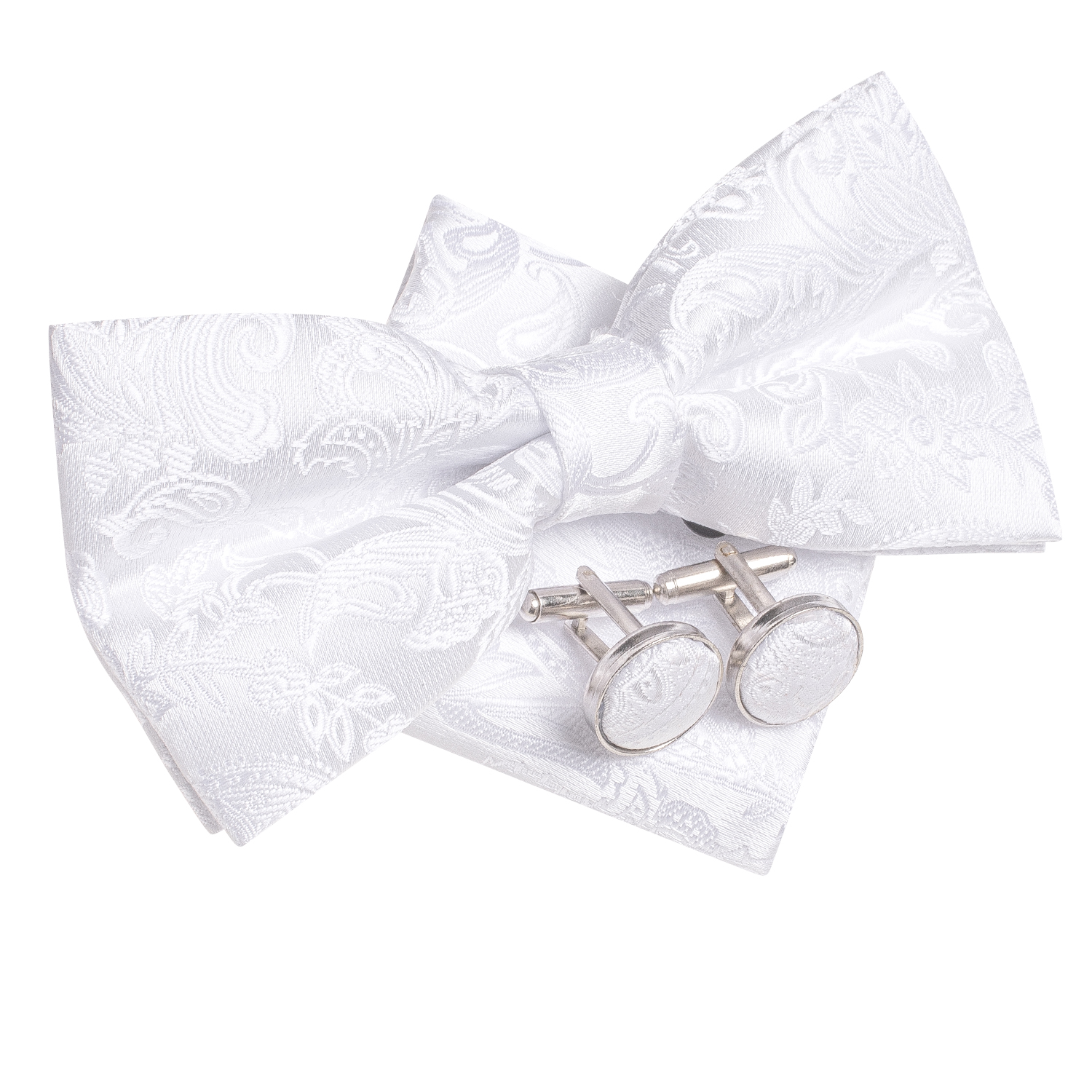 Hi-Tie Mens Bow Tie Hanky Cuff - Cufflinks Silver Set incelemesi ve fiyatı