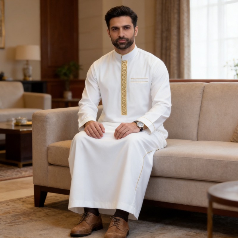 Arabic Mens Thobe Embroidered  - Arabic Formal Wear Men incelemesi ve fiyatı