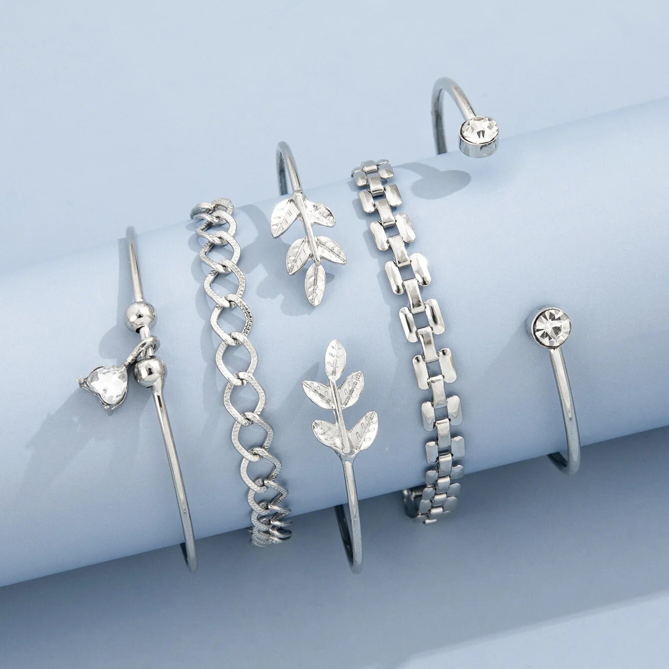 Bohemian Leaves Bracelet Set F - Cufflinks Silver Set incelemesi ve fiyatı