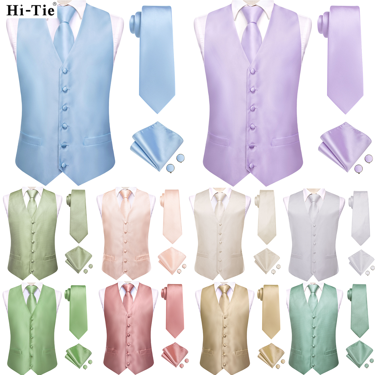Hi-Tie Solid Voilet Lilac Mens - Formal Vest Waistcoat incelemesi ve fiyatı