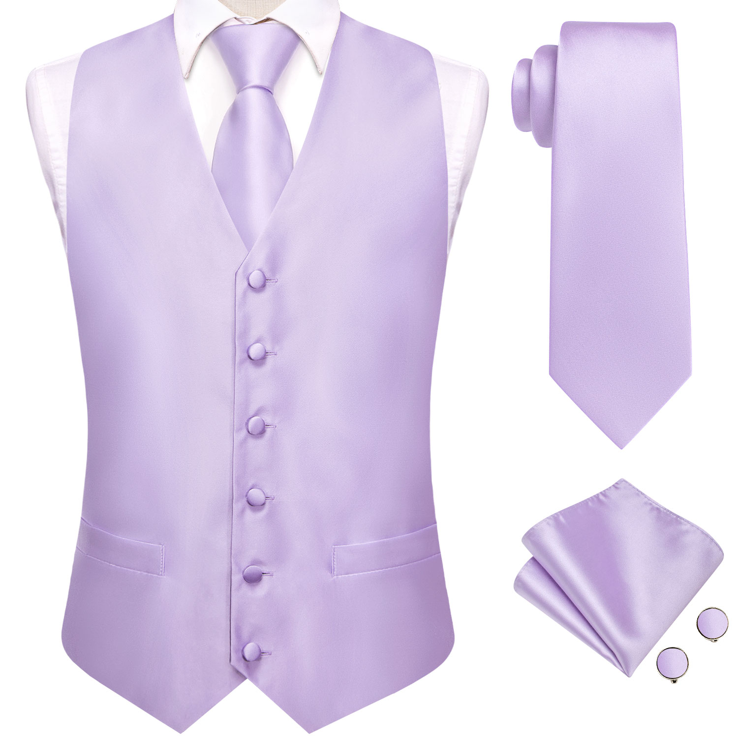 Hi-Tie Solid Voilet Lilac Mens - Formal Vest Waistcoat incelemesi ve fiyatı