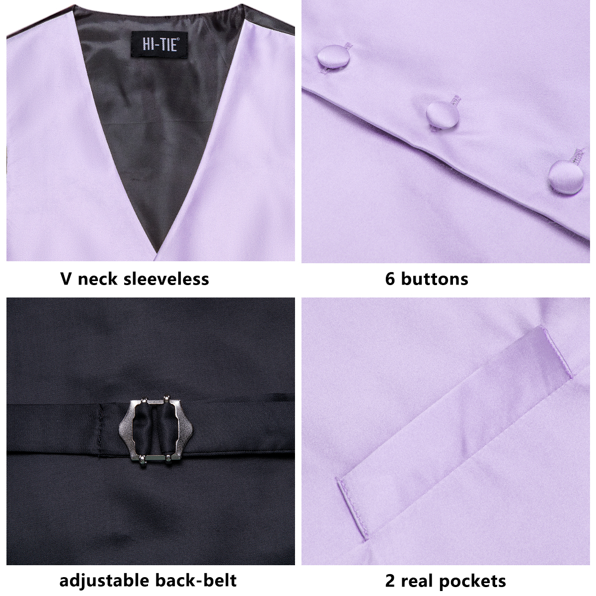 Hi-Tie Solid Voilet Lilac Mens - Formal Vest Waistcoat incelemesi ve fiyatı