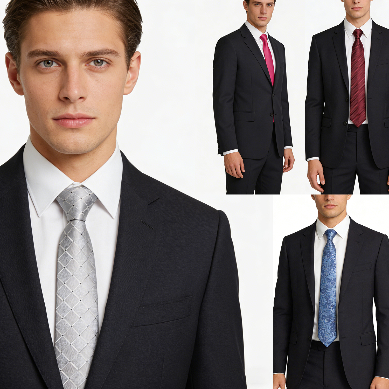 Silver Men's Ties Gray Blue Pa - Cufflinks Silver Set incelemesi ve fiyatı