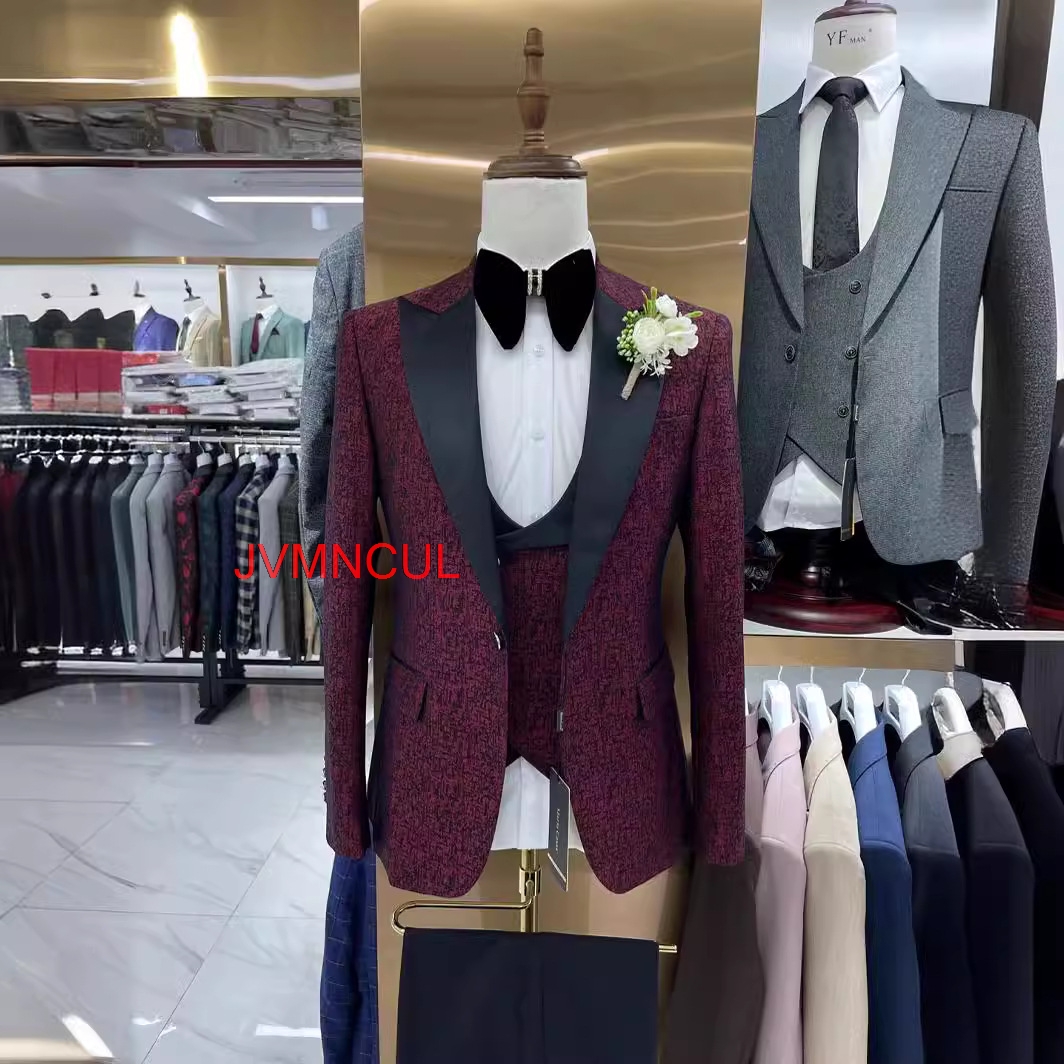 Men's Jacquard 3 Piece Suit Sl - Men'S Formal Wear For Reception incelemesi ve fiyatı