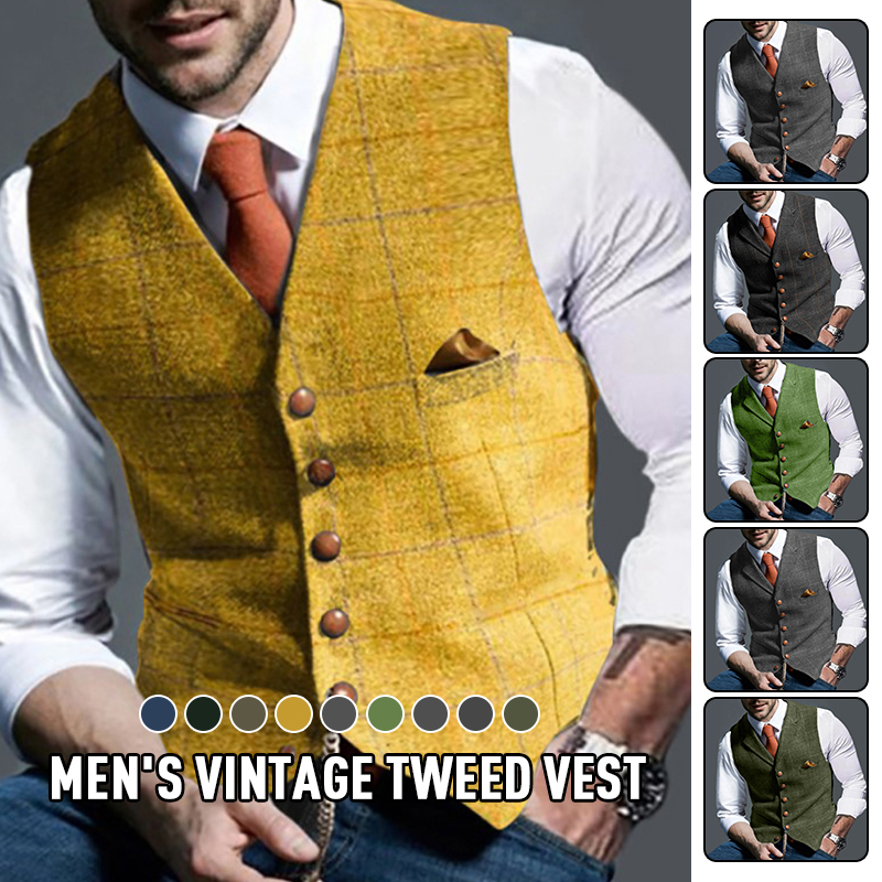 Fashion Men's Vests Lapel Twee - Formal Vest Waistcoat incelemesi ve fiyatı