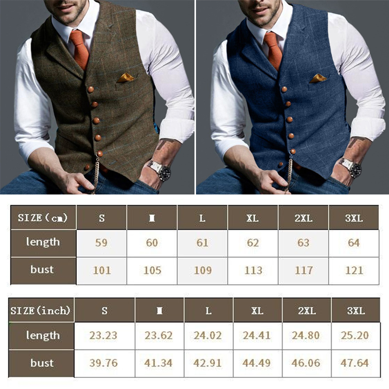 Fashion Men's Vests Lapel Twee - Formal Vest Waistcoat incelemesi ve fiyatı