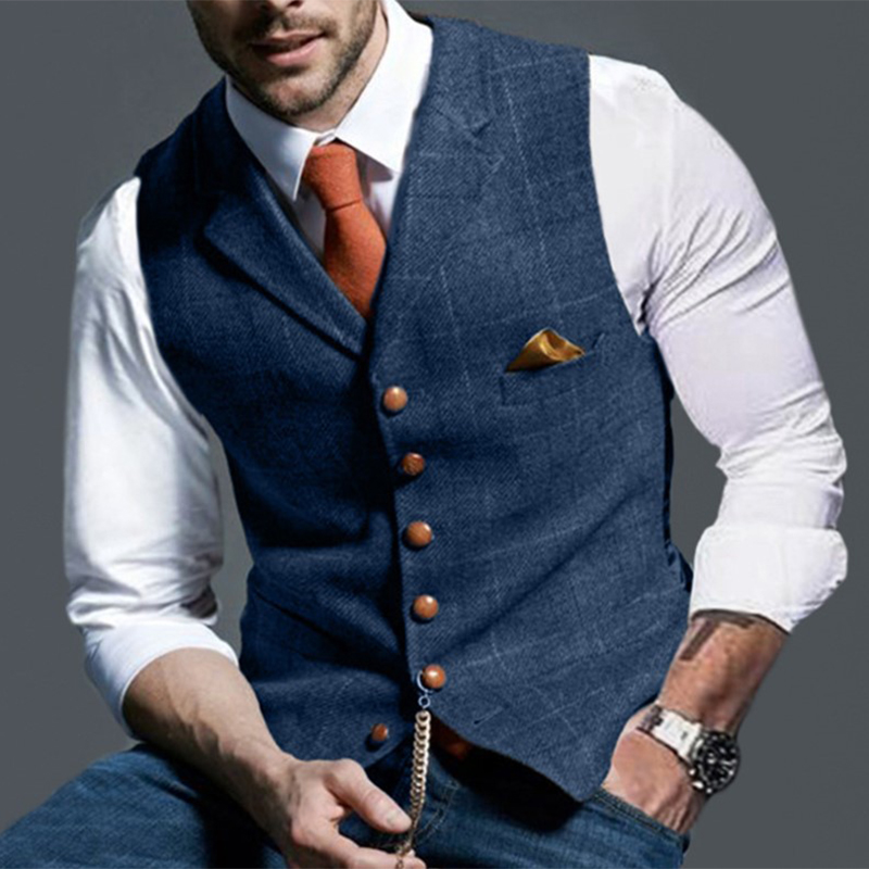 Fashion Men's Vests Lapel Twee - Formal Vest Waistcoat incelemesi ve fiyatı