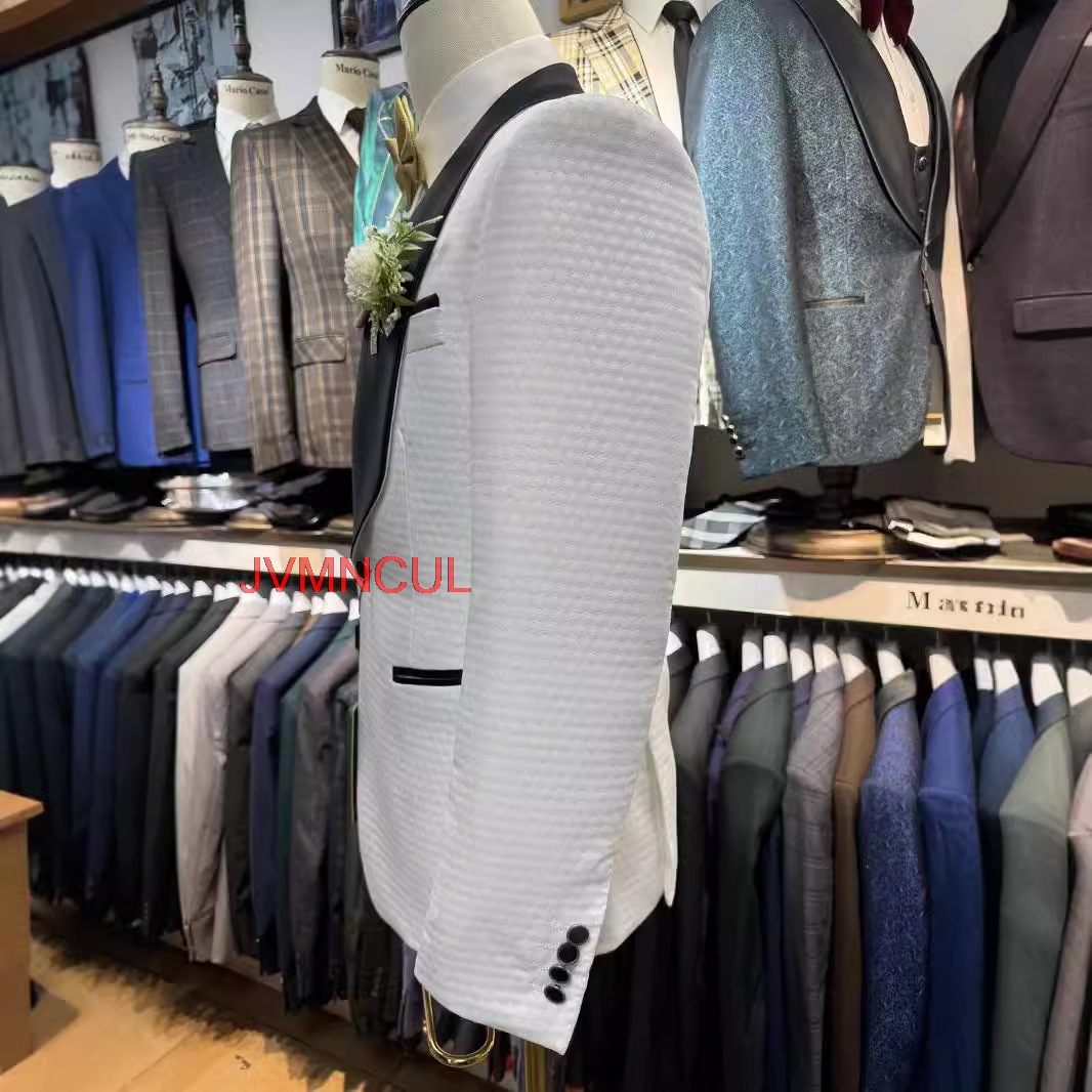 2026 Men's White Jacquard 3 Pi - Men'S Formal Wear For Reception incelemesi ve fiyatı