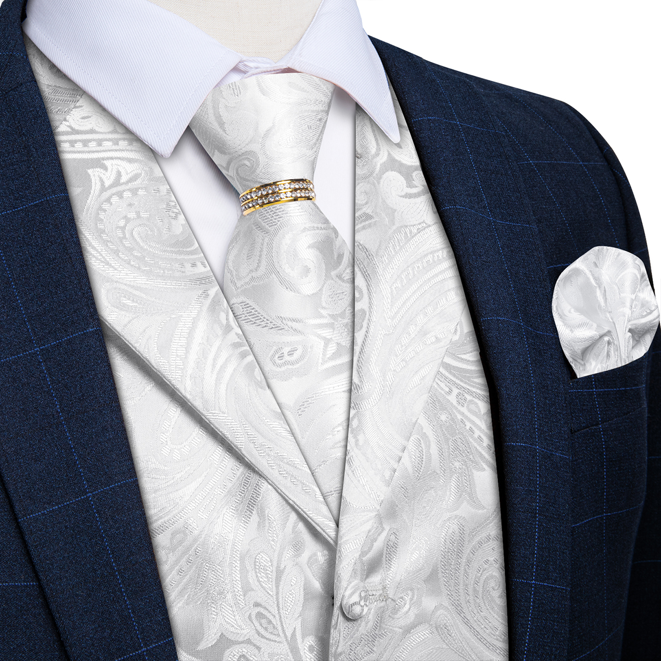 Silver White Notch Lapel Paisl - Cufflinks Silver Set incelemesi ve fiyatı