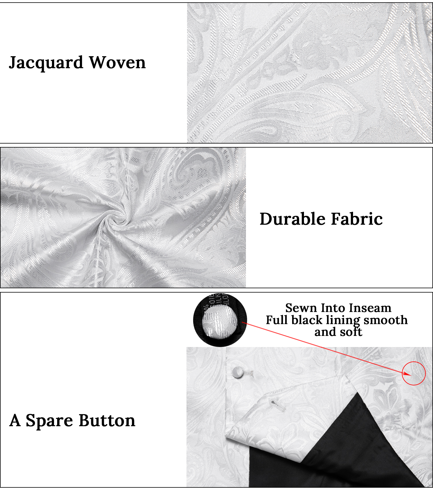 Silver White Notch Lapel Paisl - Cufflinks Silver Set incelemesi ve fiyatı