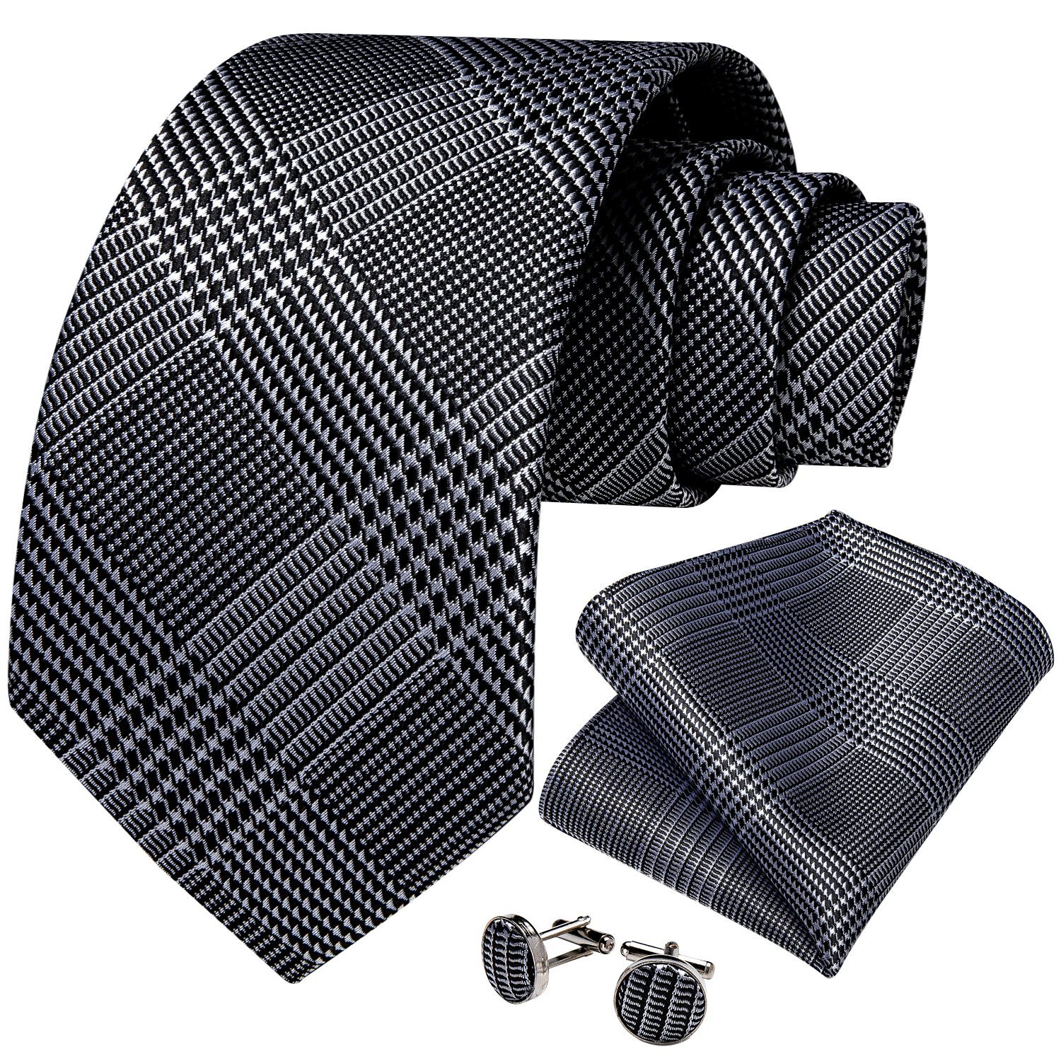 Luxury Black Silver Houndstoot - Cufflinks Silver Set incelemesi ve fiyatı