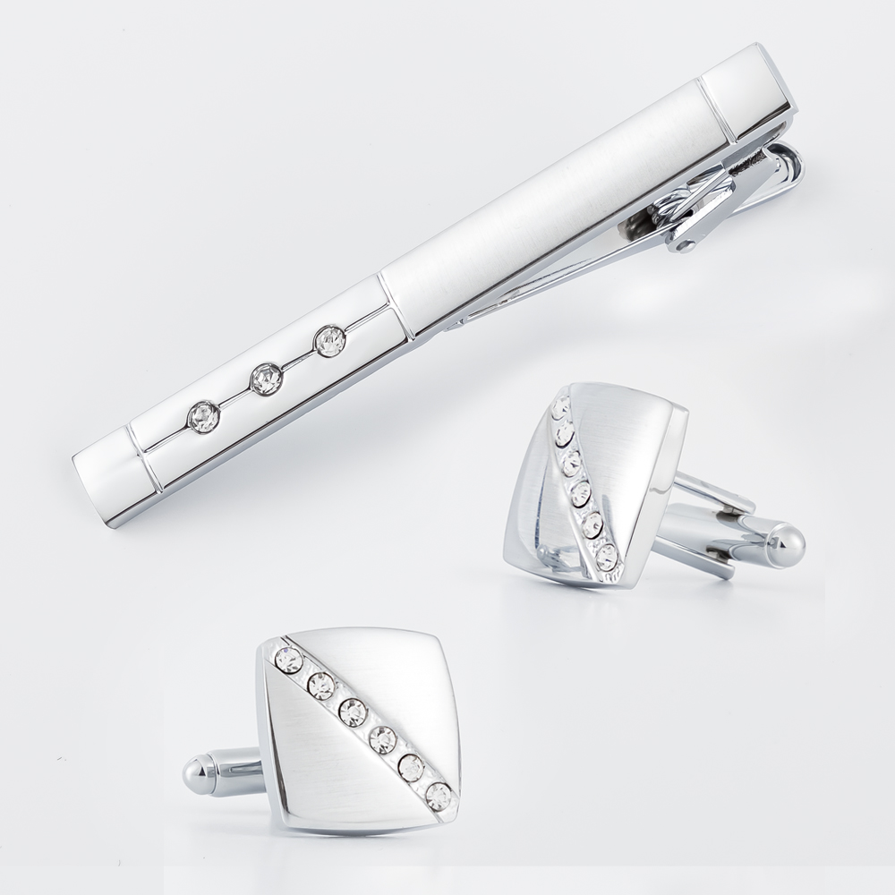 Fashion Mens Diamond Silver Cu - Cufflinks Silver Set incelemesi ve fiyatı