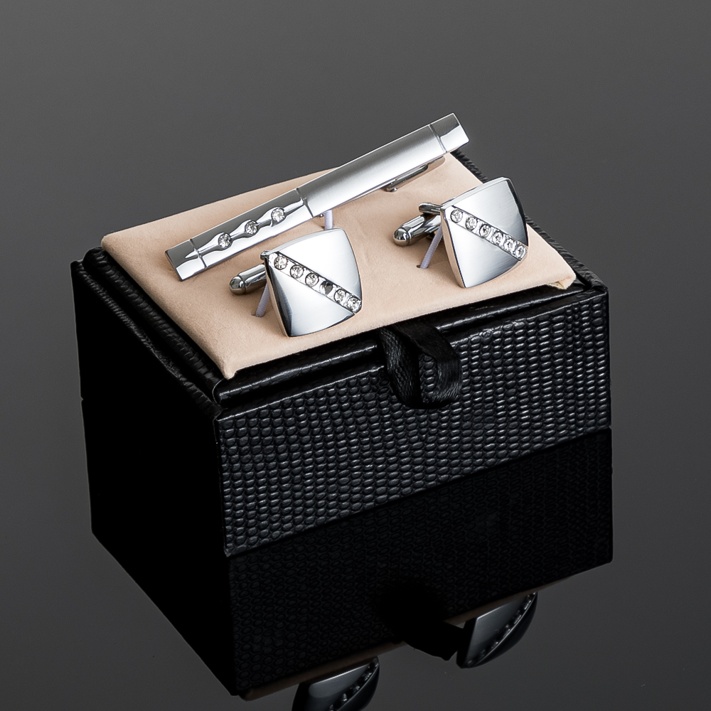 Fashion Mens Diamond Silver Cu - Cufflinks Silver Set incelemesi ve fiyatı