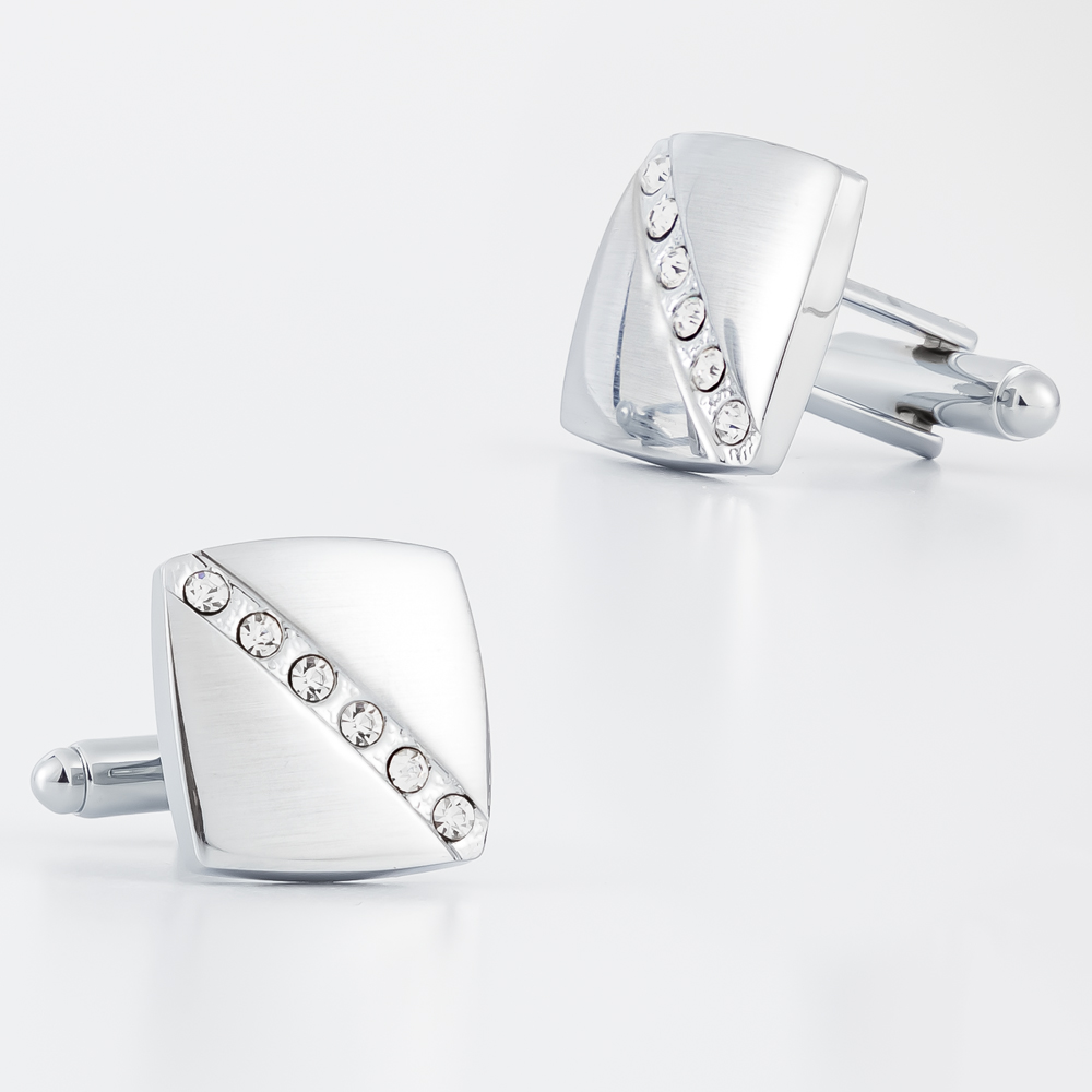 Fashion Mens Diamond Silver Cu - Cufflinks Silver Set incelemesi ve fiyatı