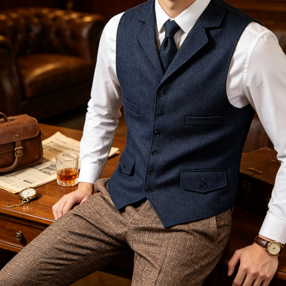 Men's Herringbone Vest Single  - Formal Vest Waistcoat incelemesi ve fiyatı