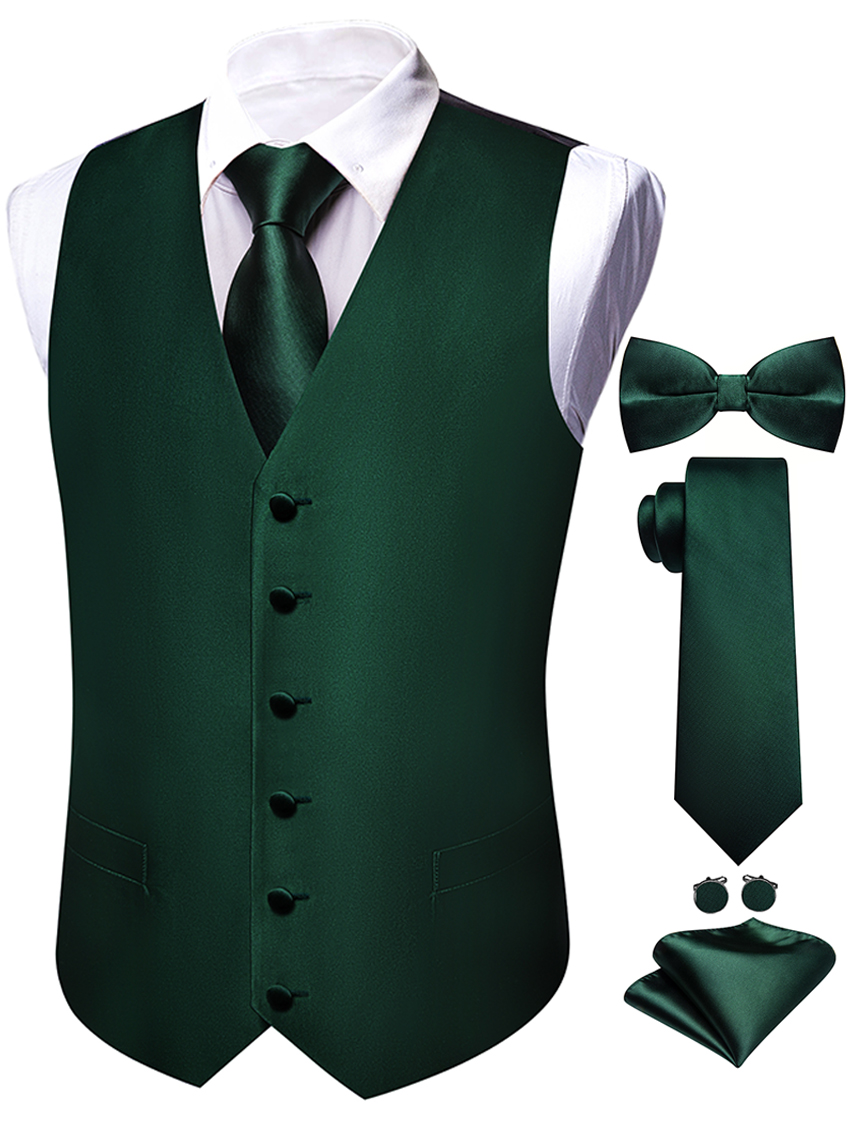 5PCS Mens Black Paisley Floral - Formal Vest Waistcoat incelemesi ve fiyatı