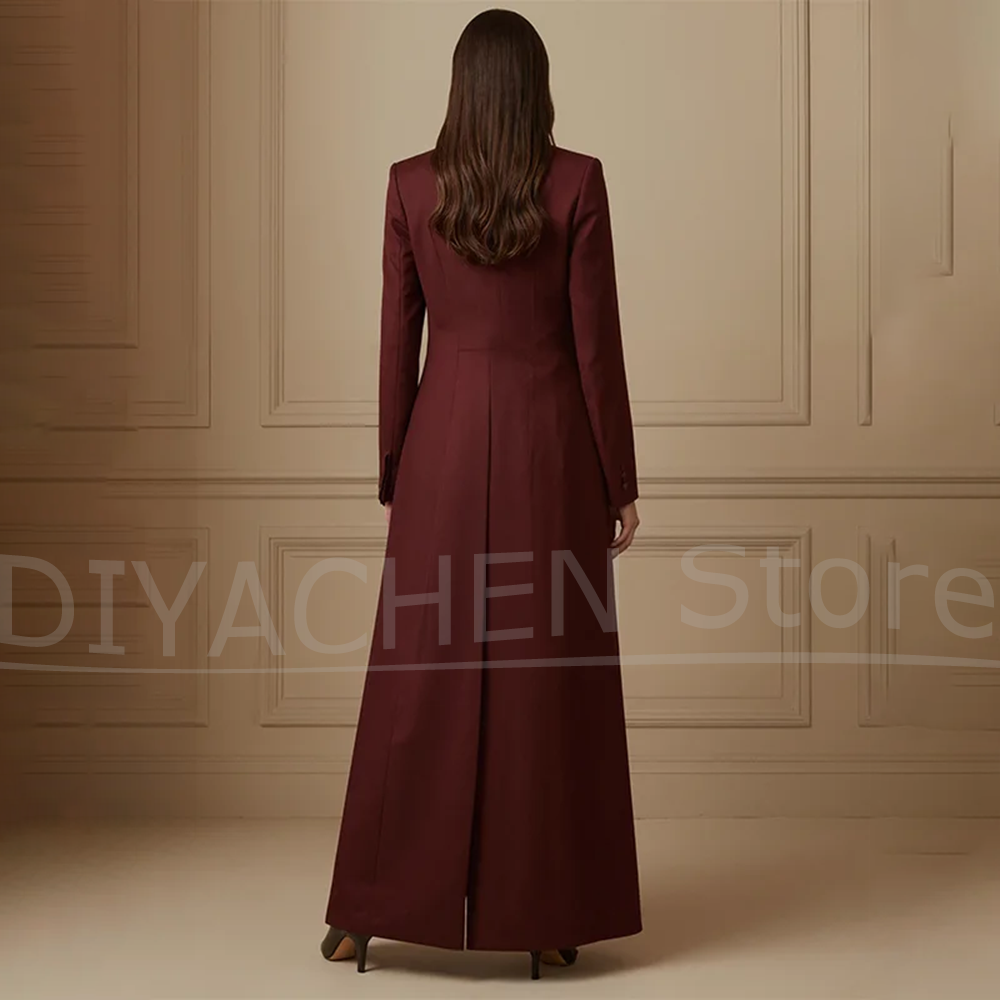 Women's Suit Set Burgundy Long - Formal Vest Waistcoat incelemesi ve fiyatı