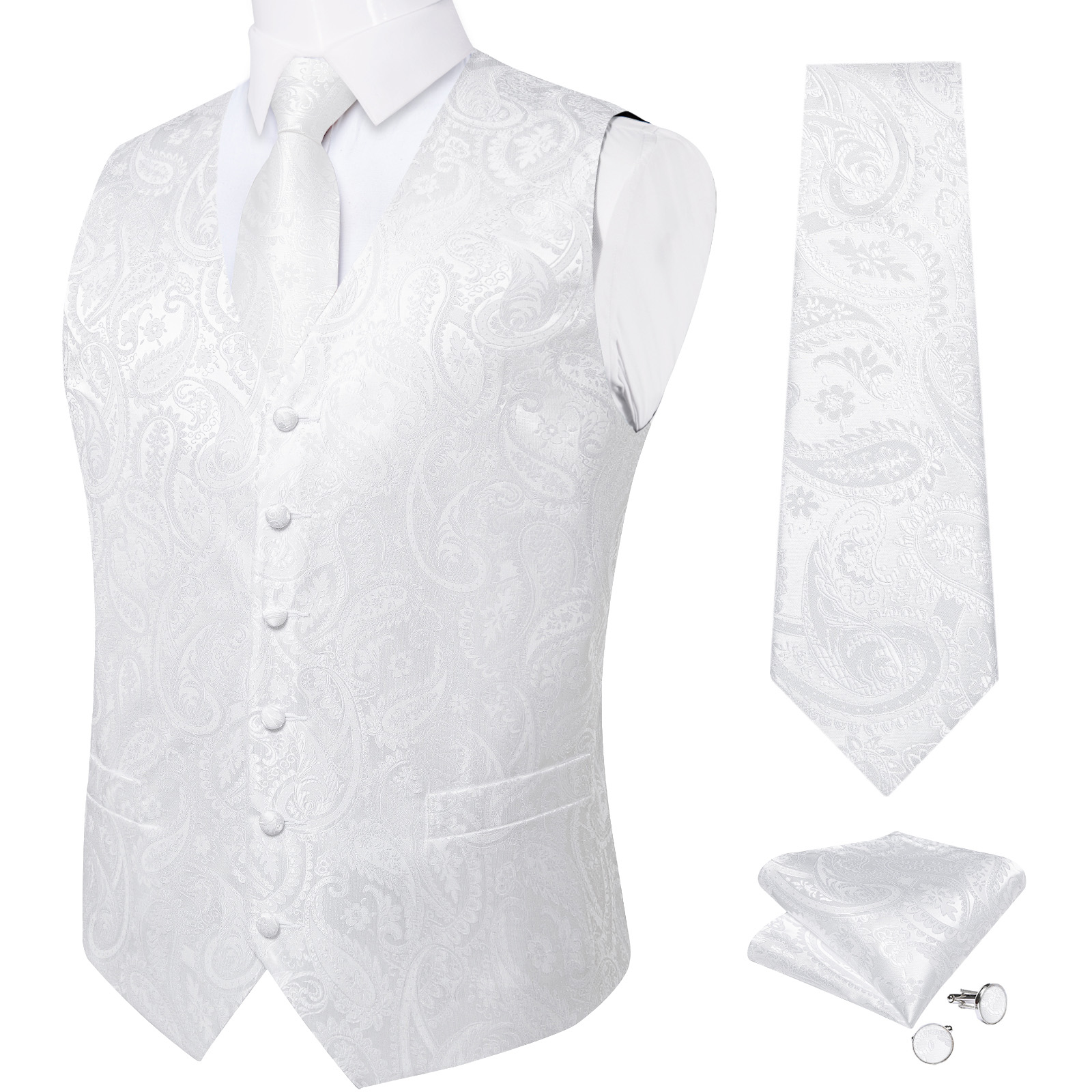 Pure White Wedding Vest for Ma - Formal Vest Waistcoat incelemesi ve fiyatı