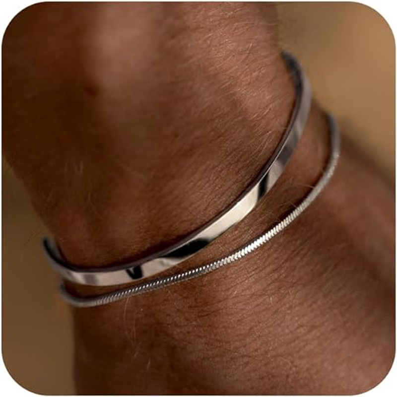 Stackable Bracelets for Men, 9 - Cufflinks Silver Set incelemesi ve fiyatı