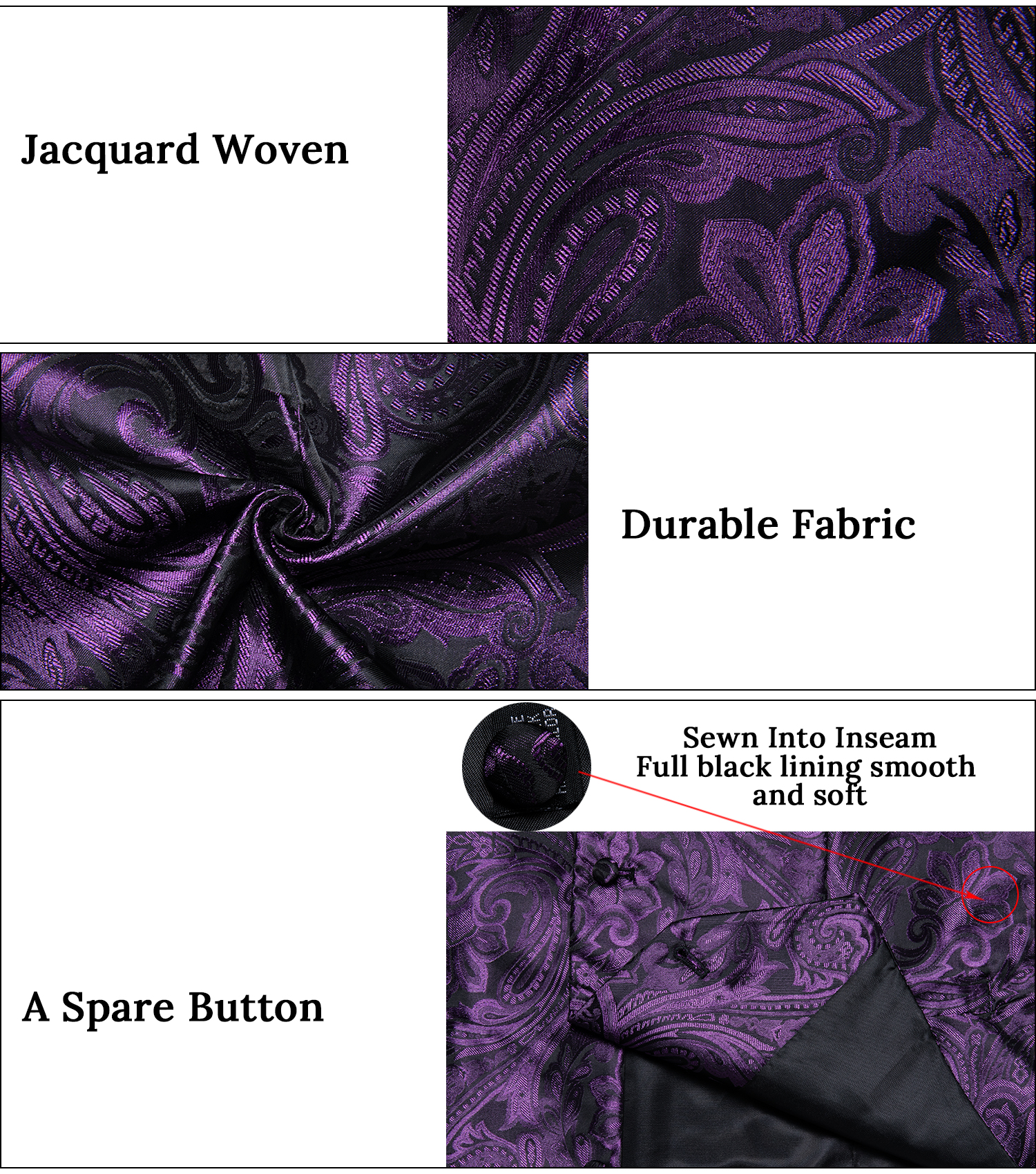 Purple Notch Lapel Paisley Wai - Formal Vest Waistcoat incelemesi ve fiyatı