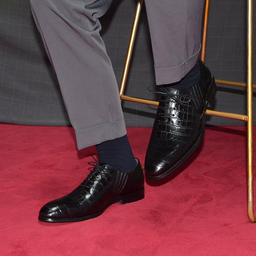 Men's Black Crocodile Pattern  - Men Formal Wear All Black incelemesi ve fiyatı